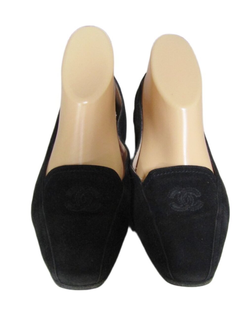 VTG CHANEL Black Suede Leather Loafers Ballet Flats Quiet Luxury EU 36.5 US 6